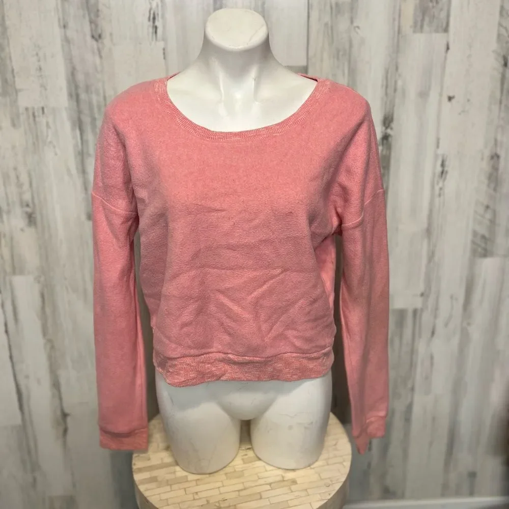 Live Love Dream Scoop Neck Sweatshirt Womens XL Coral Pink Cropped Fleece
